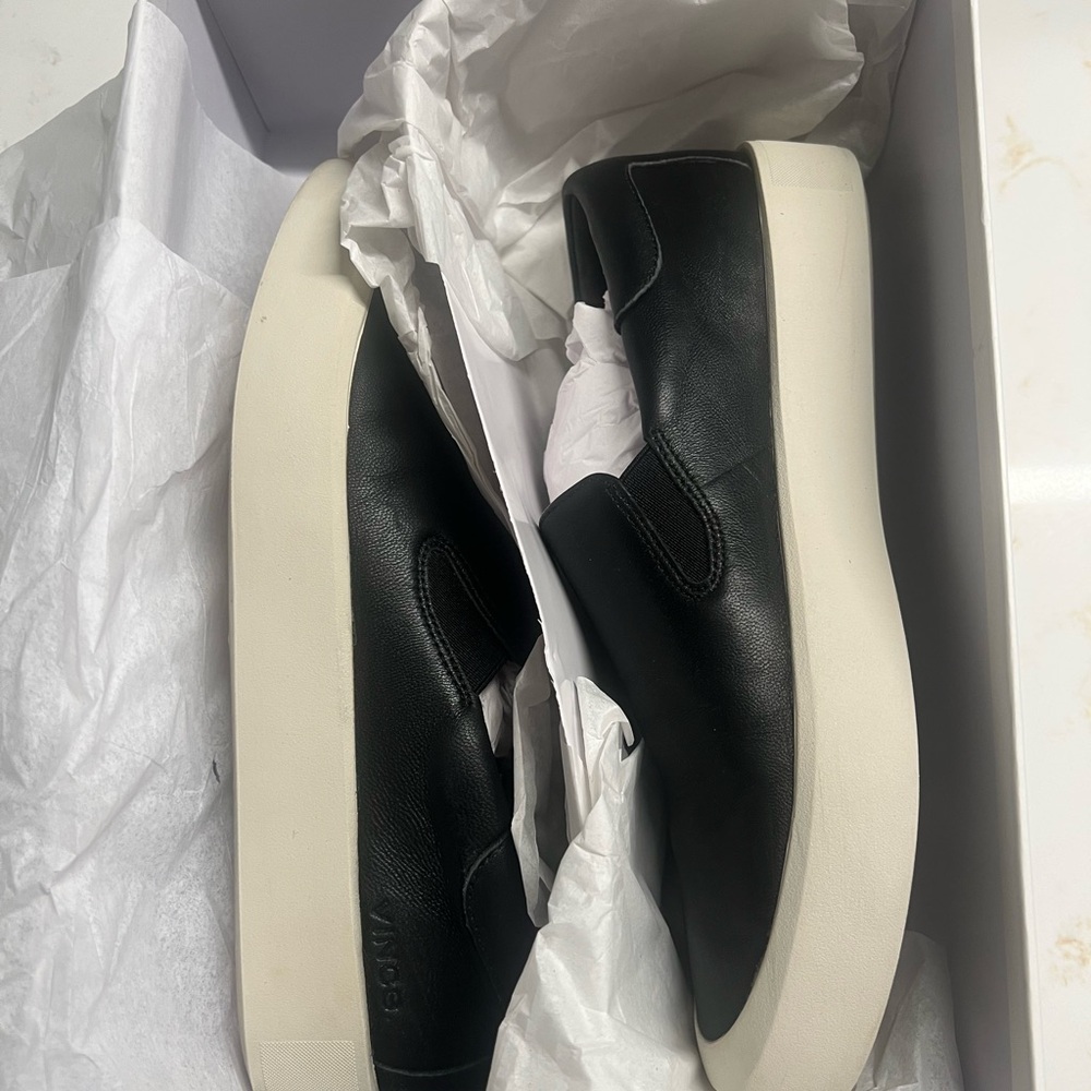 Vince Black and White Women's Slip-On Loafers